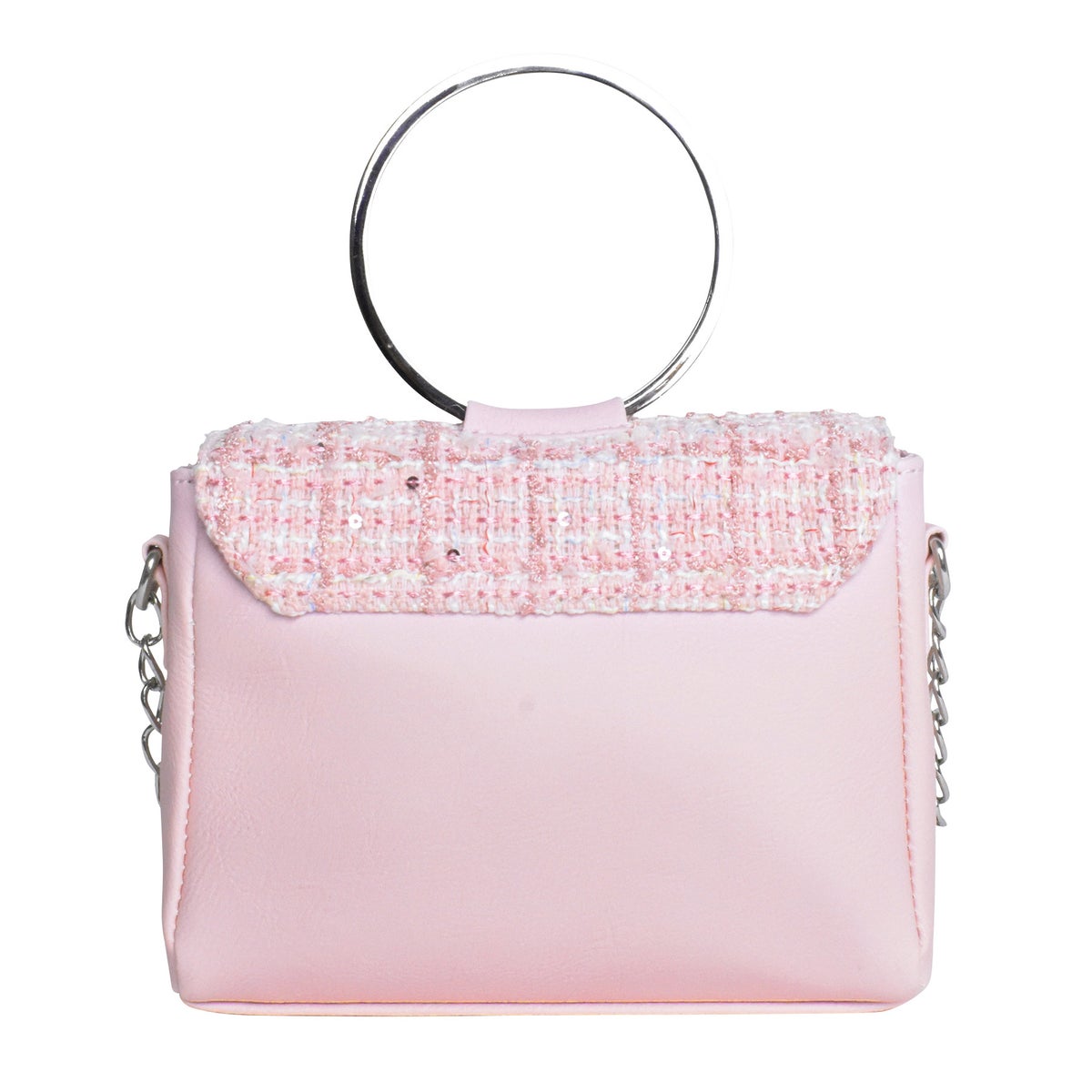 OMG Accessories Tweed Butterfly Applique Mini Flap Bag