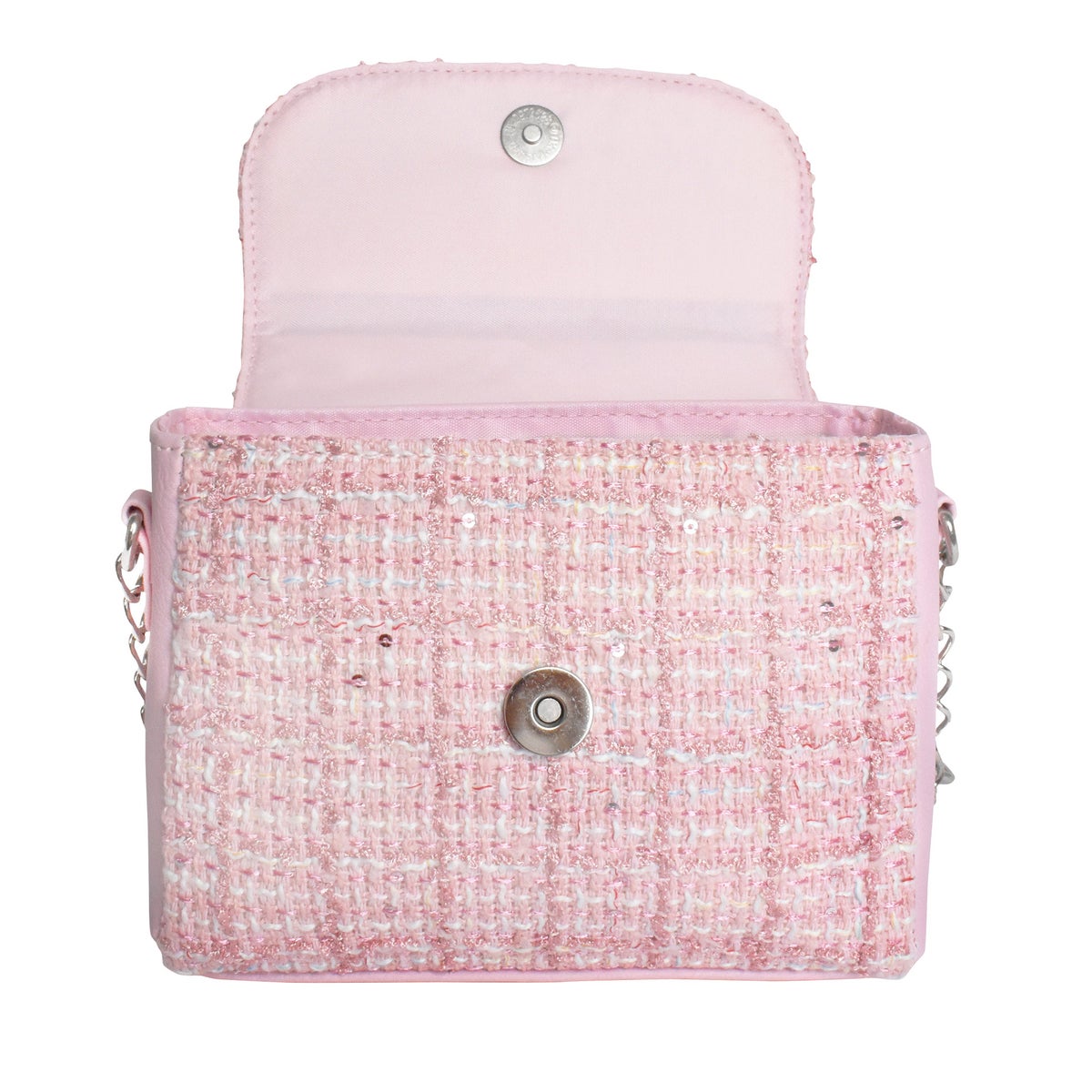 OMG Accessories Tweed Butterfly Applique Mini Flap Bag
