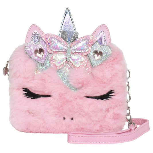 NEW - OMG Accessories Miss Gwen Unicorn Pink Plush Crossbody Bag