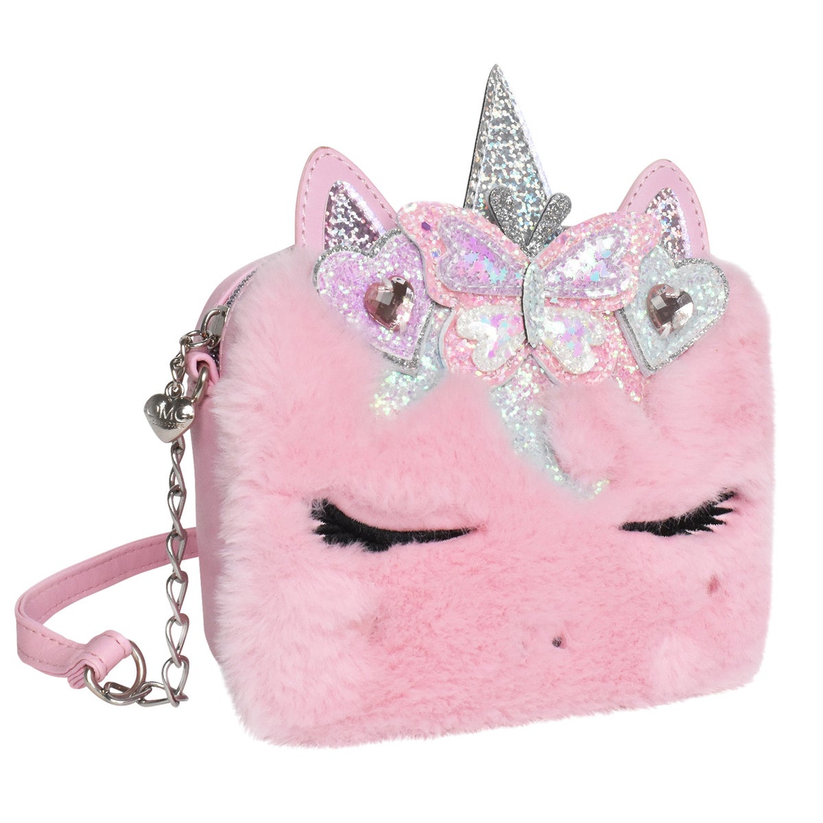 NEW - OMG Accessories Miss Gwen Unicorn Pink Plush Crossbody Bag