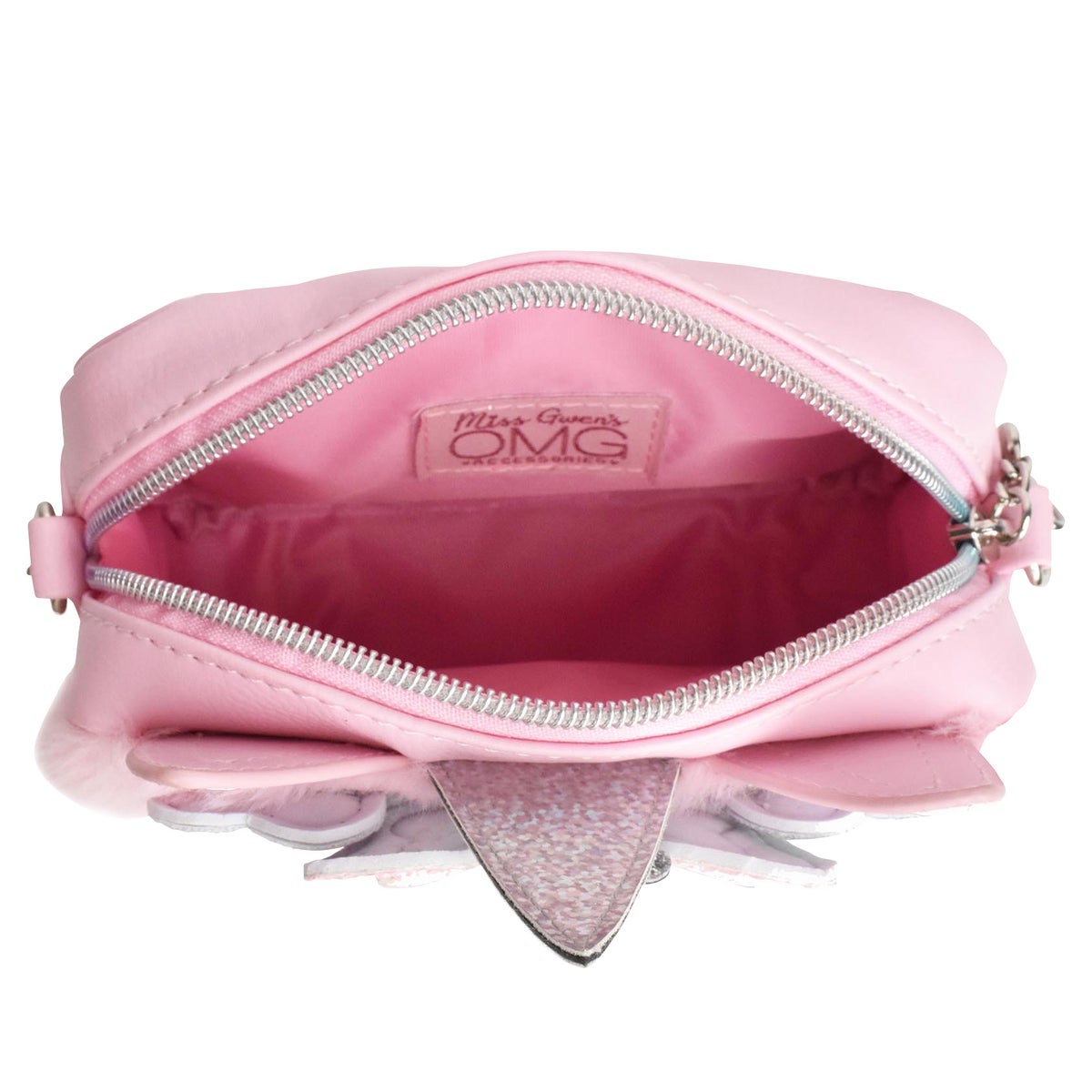 NEW - OMG Accessories Miss Gwen Unicorn Pink Plush Crossbody Bag