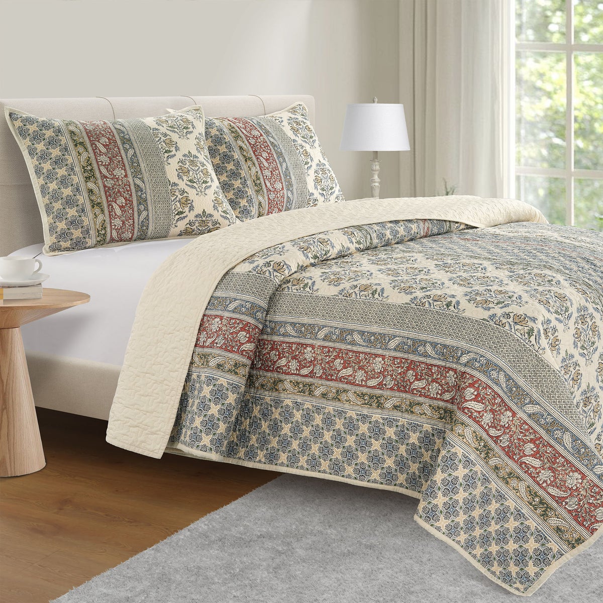 The Linen Closet Mahalia 3-piece Quilt Set, (FULL/QUEEN)