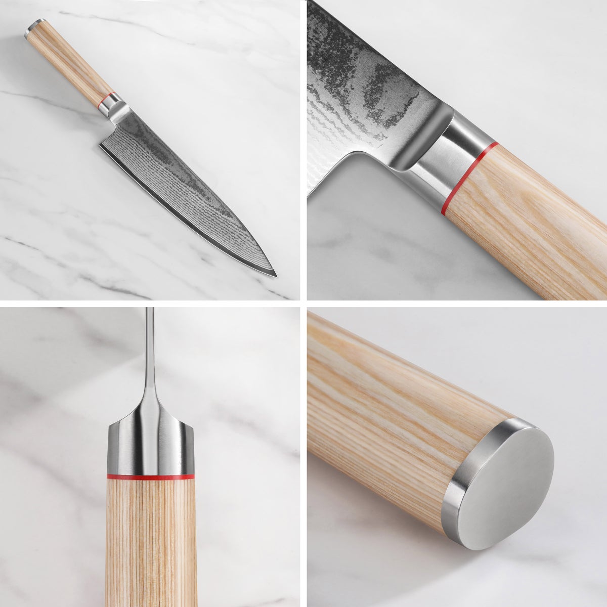 Cangshan Sobu Series 6-piece X-7 Damascus Steel Knife Block Set, Tan Pakka