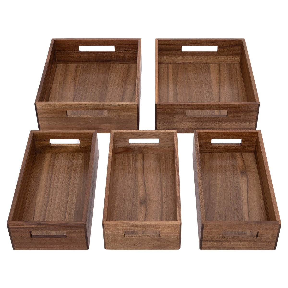 Seville Classics Acacia Storage Bin Set, 5-piece