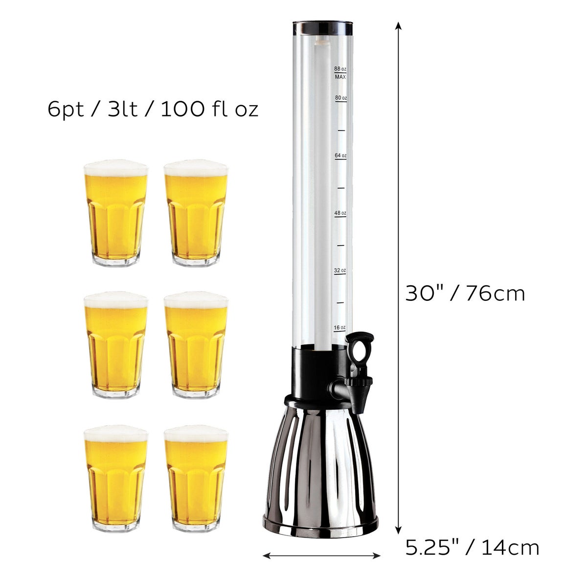 Oggi Beer and Beverage Tower with EZ-Pour Spigot with Removable Ice Tube