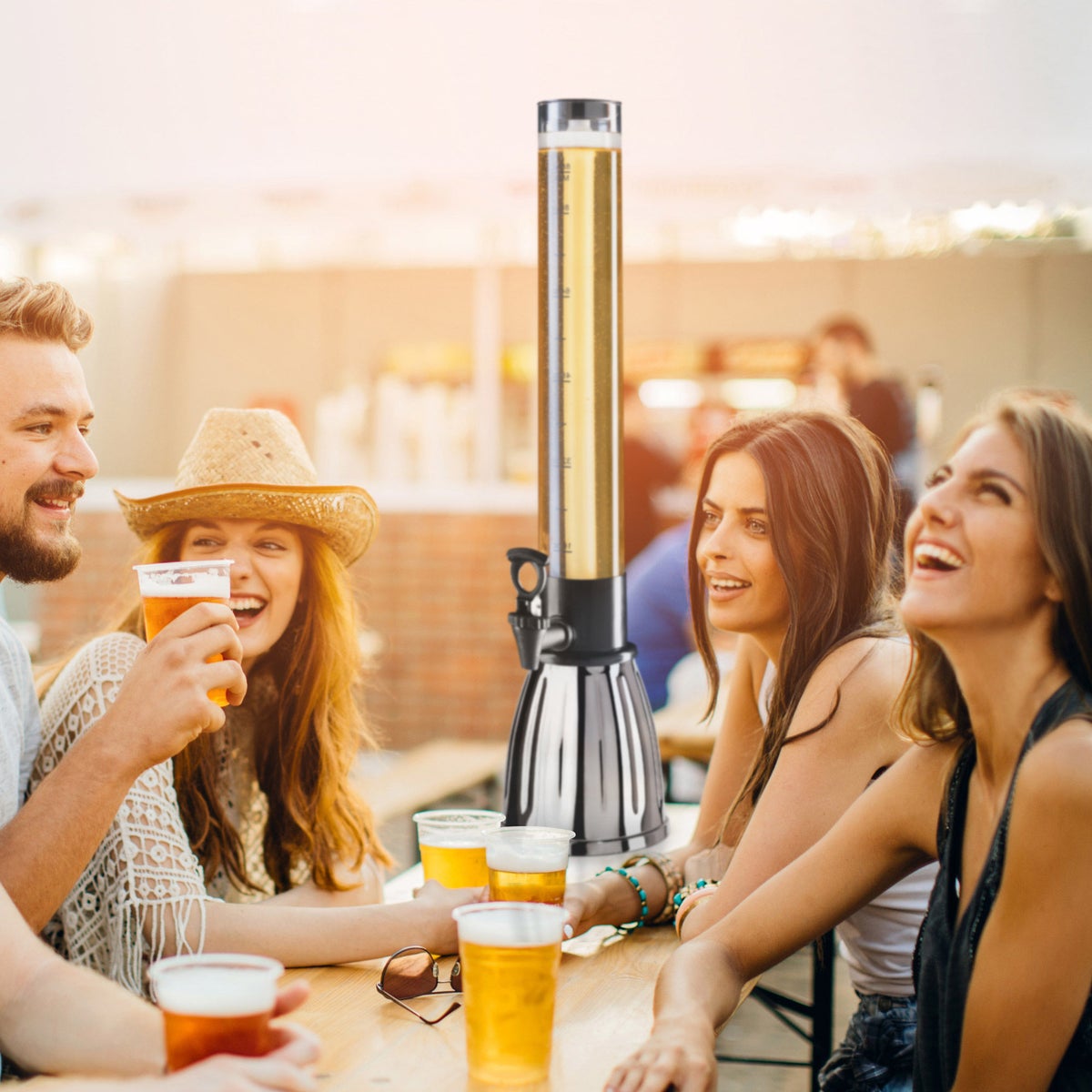 Oggi Beer and Beverage Tower with EZ-Pour Spigot with Removable Ice Tube