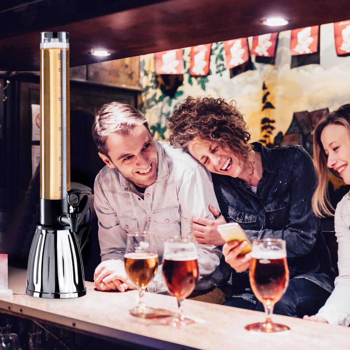 Oggi Beer and Beverage Tower with EZ-Pour Spigot with Removable Ice Tube