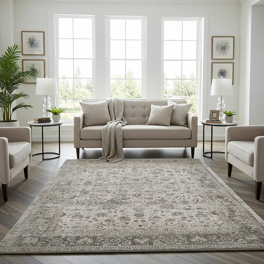 Divina Area Rug, Leona Gray, 6'6” x 9'