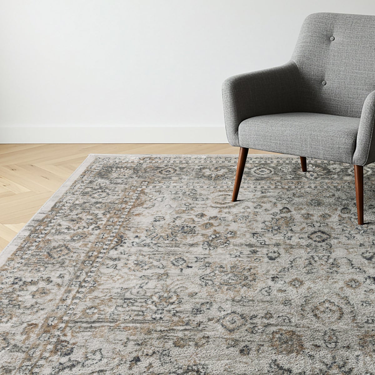 Divina Area Rug, Leona Gray, 6'6” x 9'