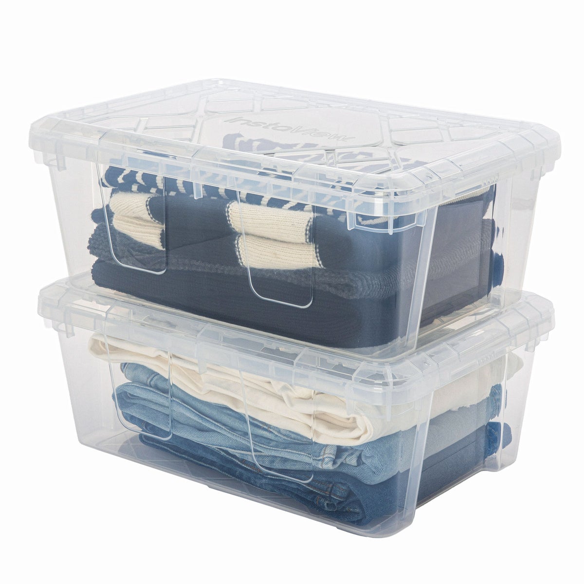 Greenmade InstaView 13 Quart Clear Plastic Stackable Storage Bins, 8-pack