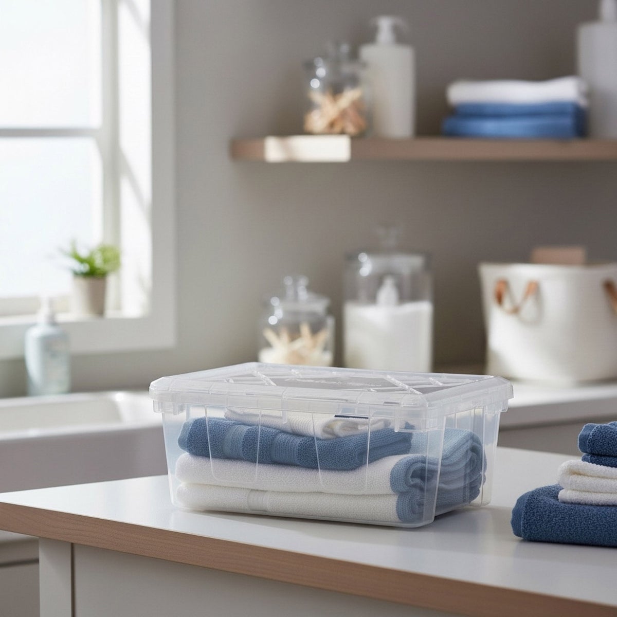 Greenmade InstaView 13 Quart Clear Plastic Stackable Storage Bins, 8-pack