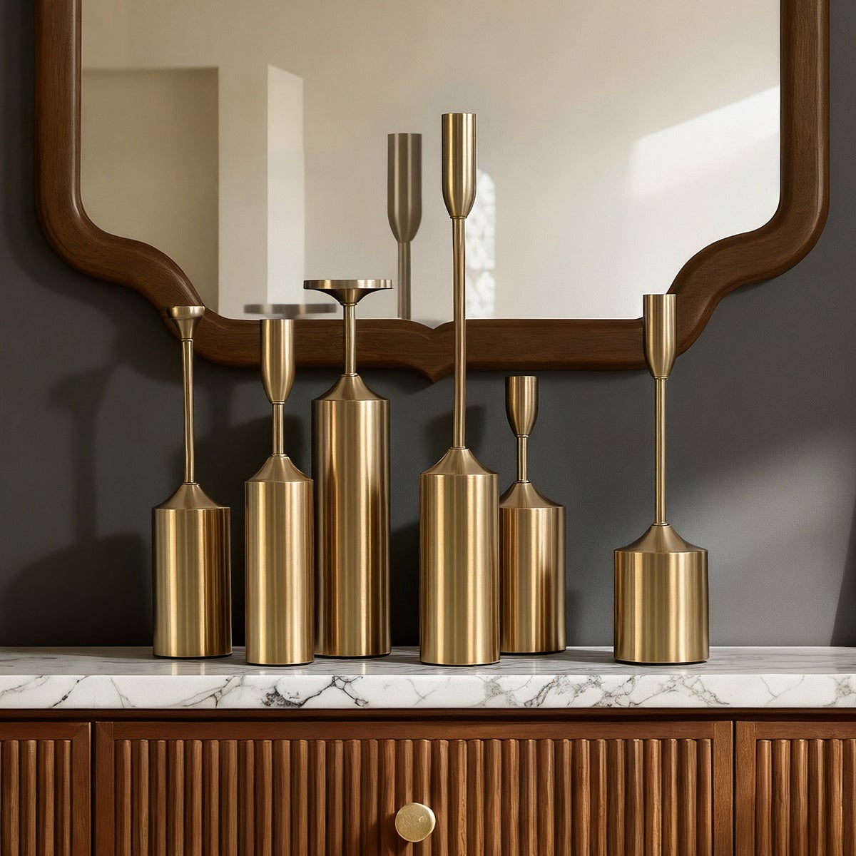 StyleCraft Brass Plated Candleholders, Set of 6