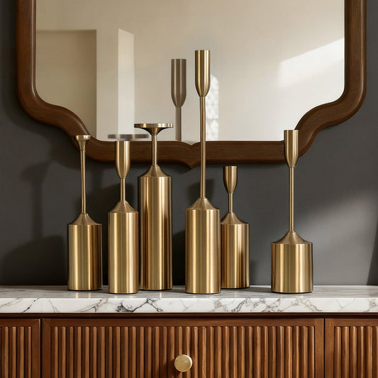 StyleCraft Brass Plated Candleholders, Set of 6
