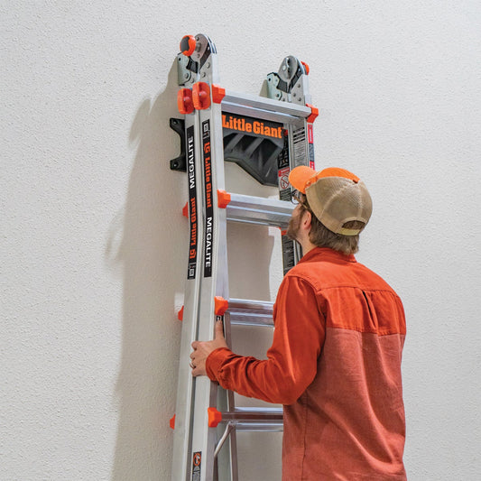 Little Giant Ladders Megalite M18 Telescoping Multi-position Ladder with Ladder Rack