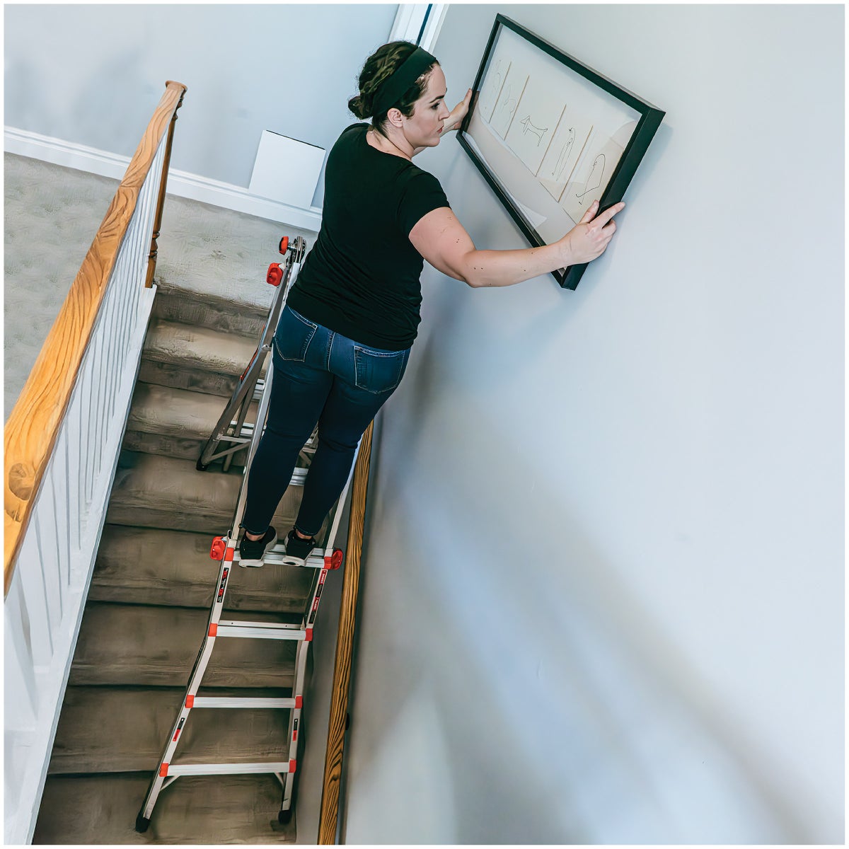 Little Giant Ladders Megalite M18 Telescoping Multi-position Ladder with Ladder Rack