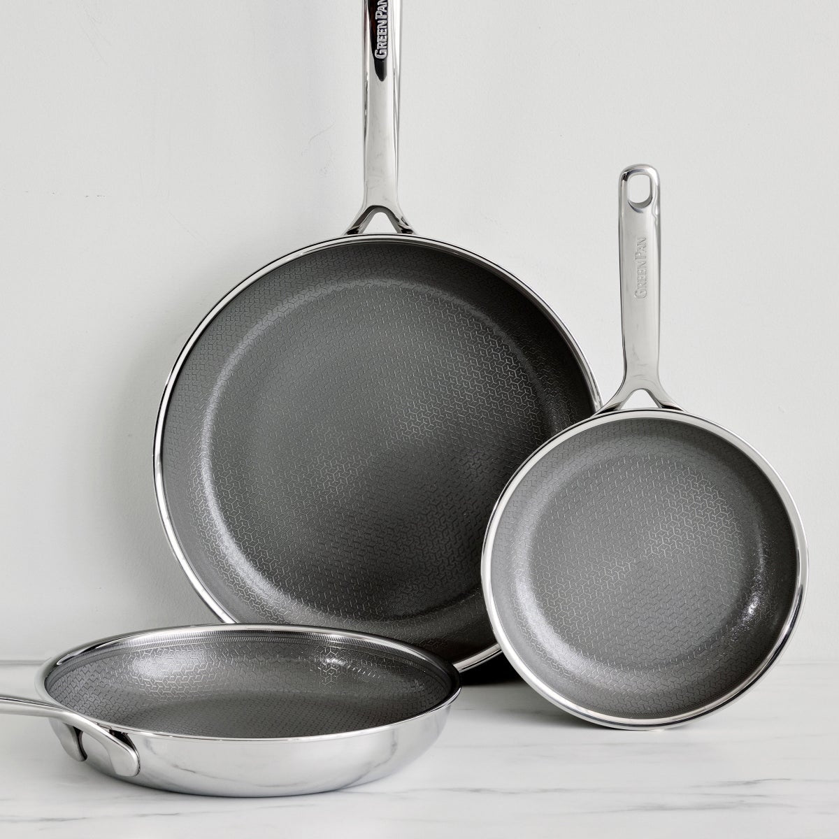 NEW - GreenPan Spectra Diamond 3-piece Frypan Set