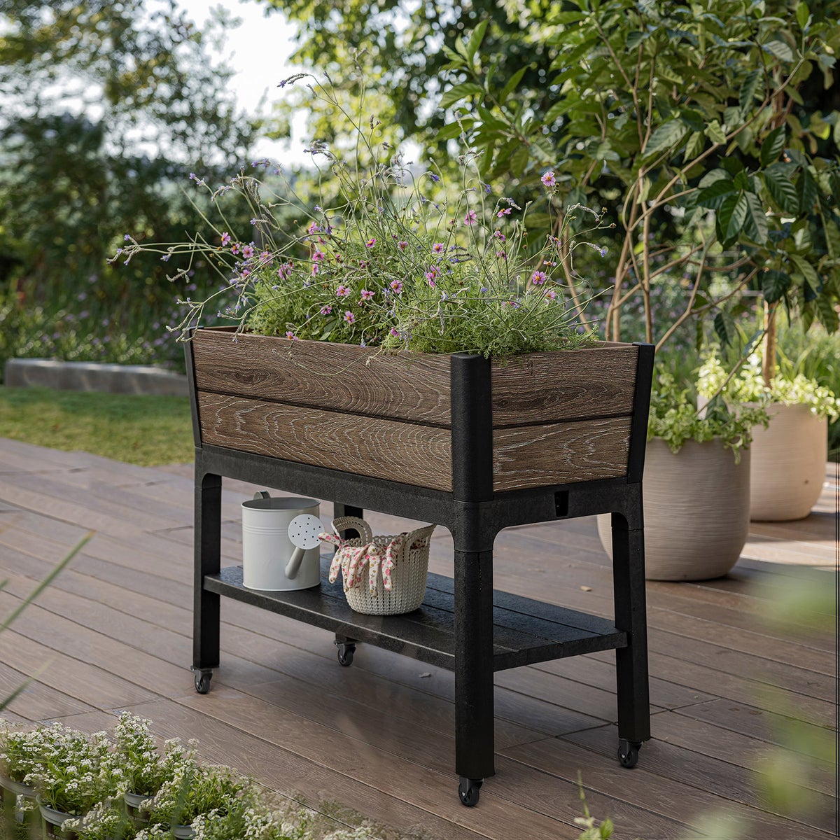 Keter Signature 29 Gallon Rolling Raised Garden Bed with Self Watering