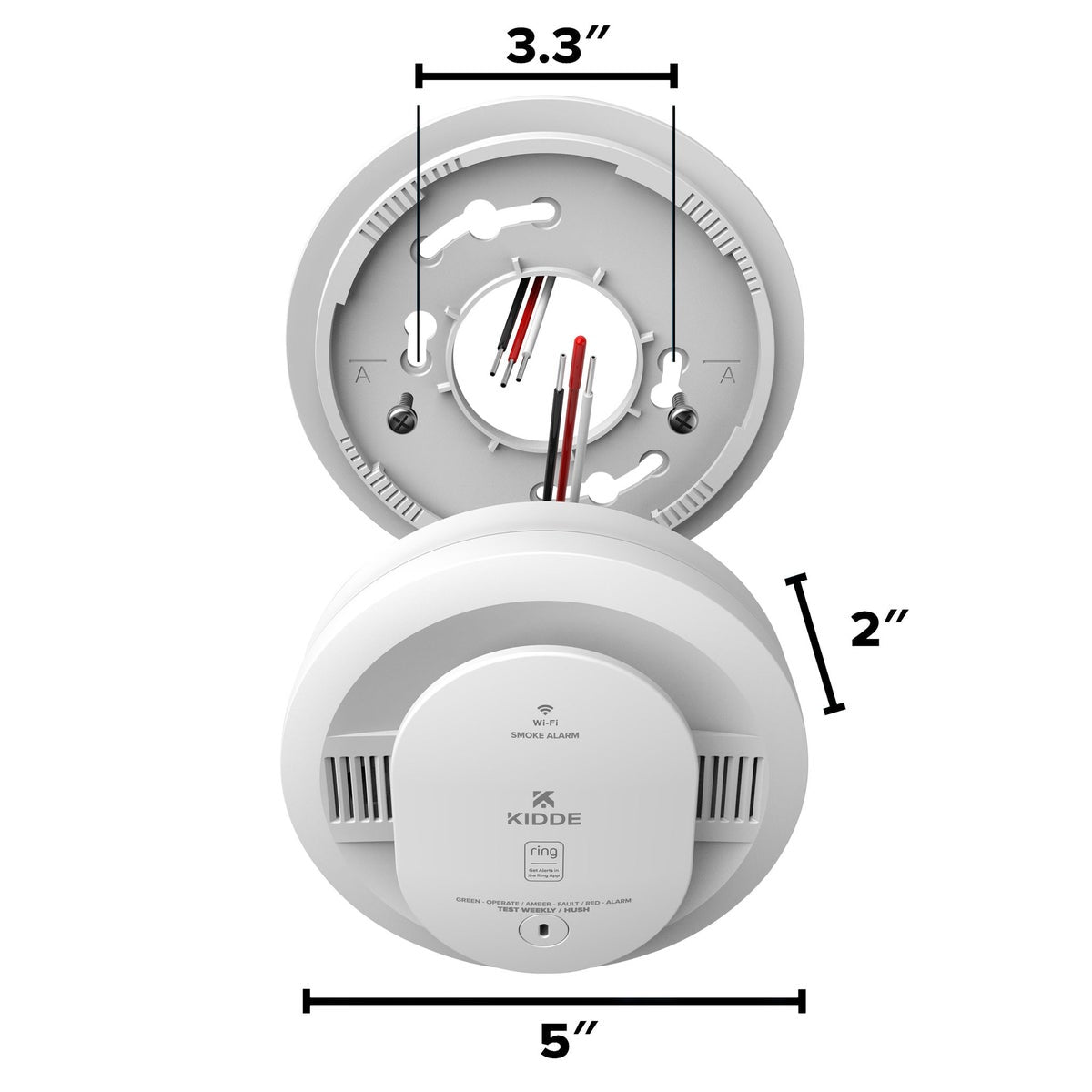Kidde Smart Smoke and Carbon Monoxide Detector, Ring App Enabled, Hardwired, 2-pack