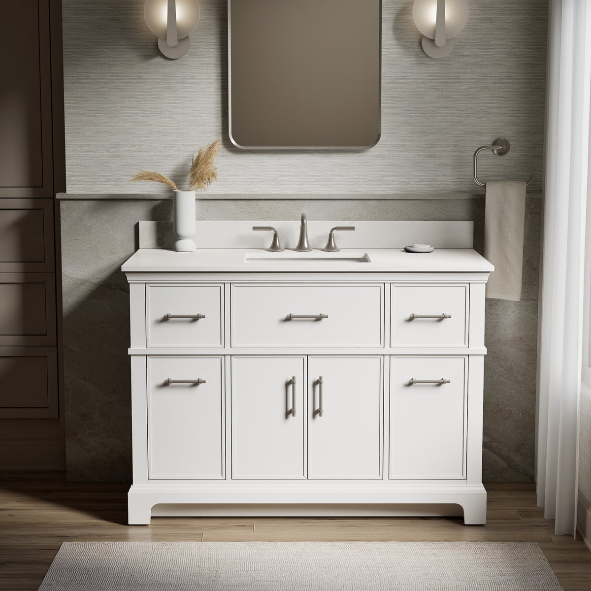 Kohler Chulton Bathroom Vanity with Sink and Quartz Top in White - 48 in