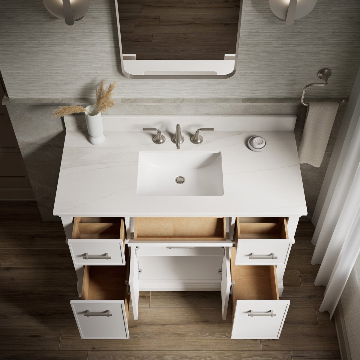 Kohler Chulton Bathroom Vanity with Sink and Quartz Top in White - 48 in