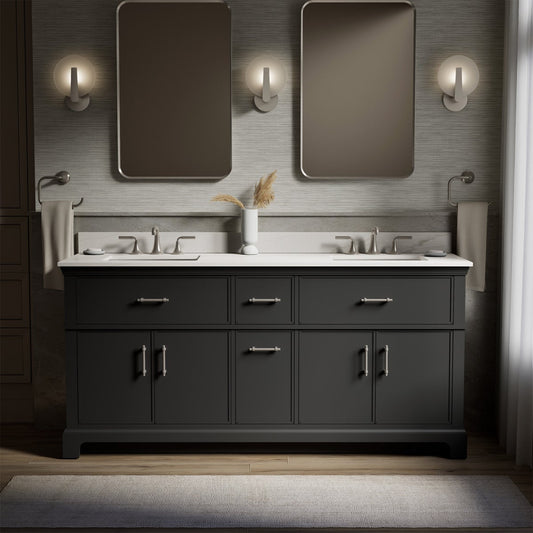 Kohler Chulton Bathroom Vanity with Sink and Quartz Top in Gray - 72 in