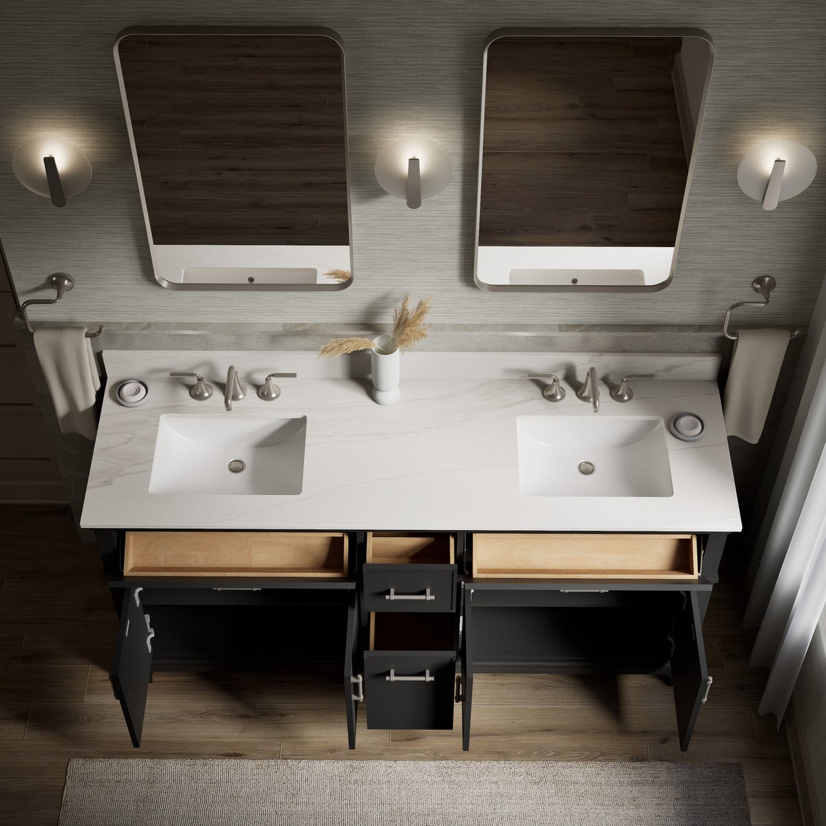 Kohler Chulton Bathroom Vanity with Sink and Quartz Top in Gray - 72 in