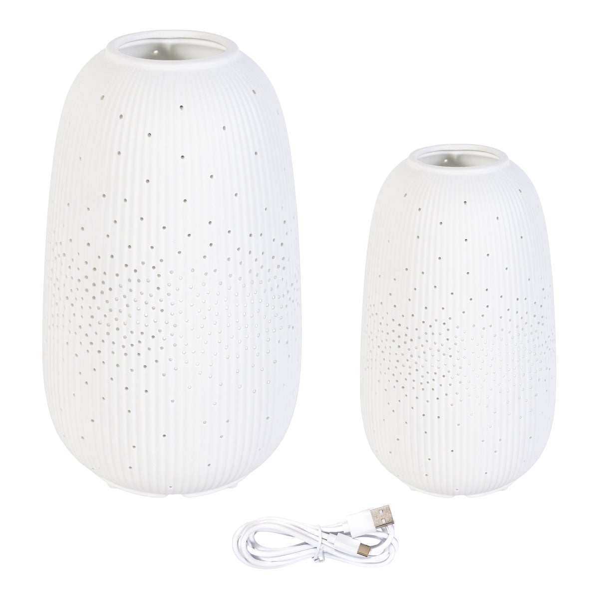 Evergreen LED Porcelain Lantern, Set of 2