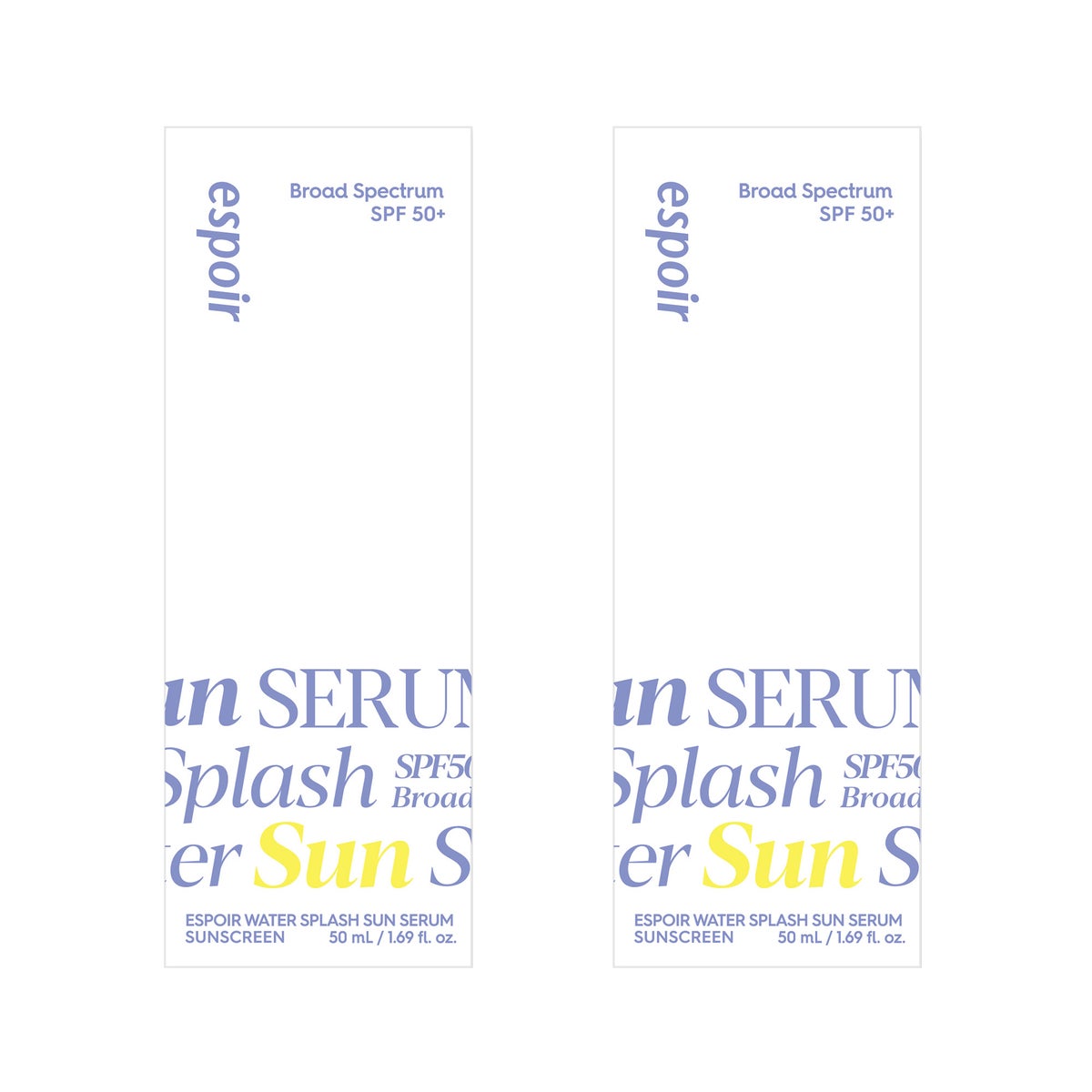 NEW - espoir Water Splash Sun Serum Sunscreen SPF 50, 1.69 fl oz, 2-pack