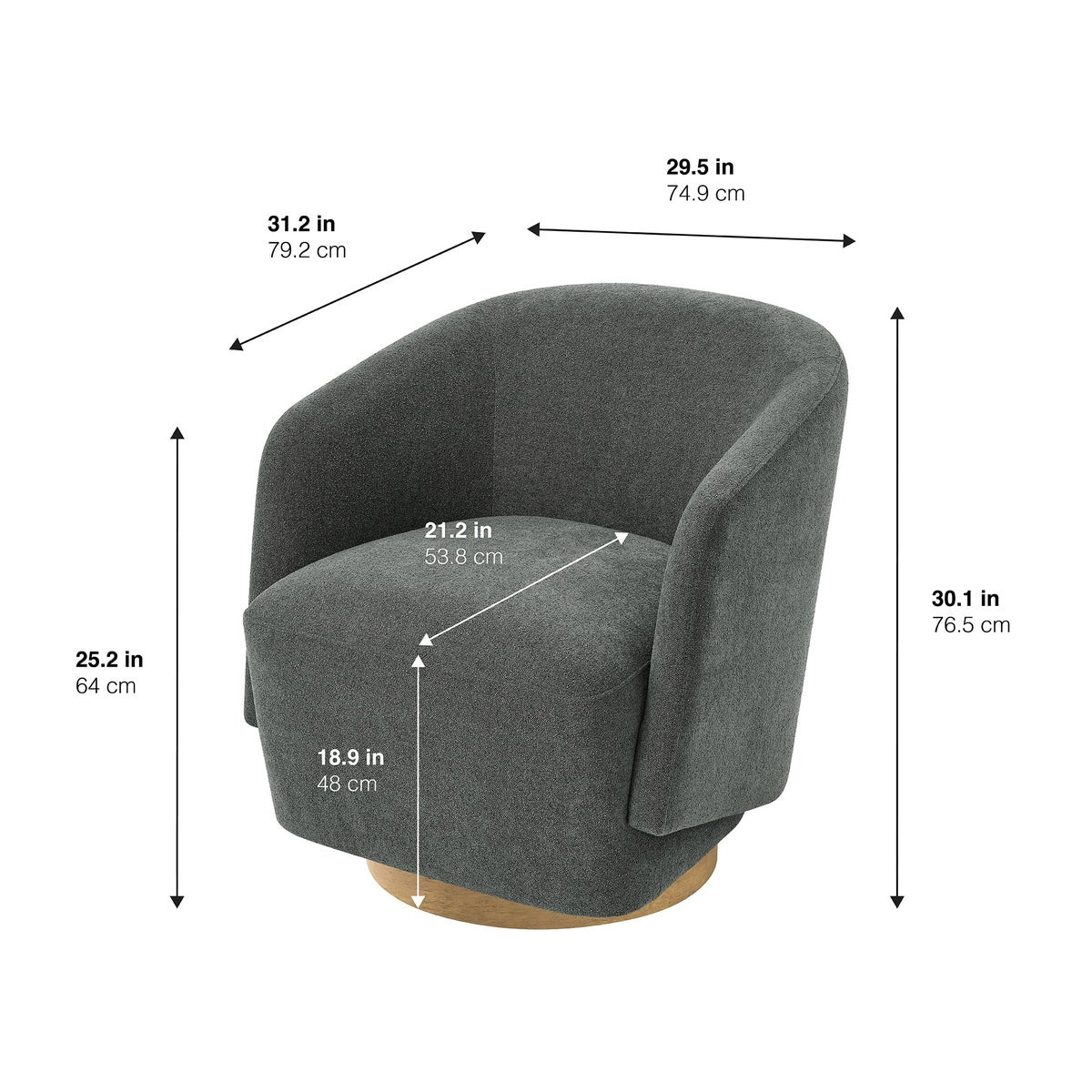 Henredon Murphy Swivel Boucle Chair, Gray