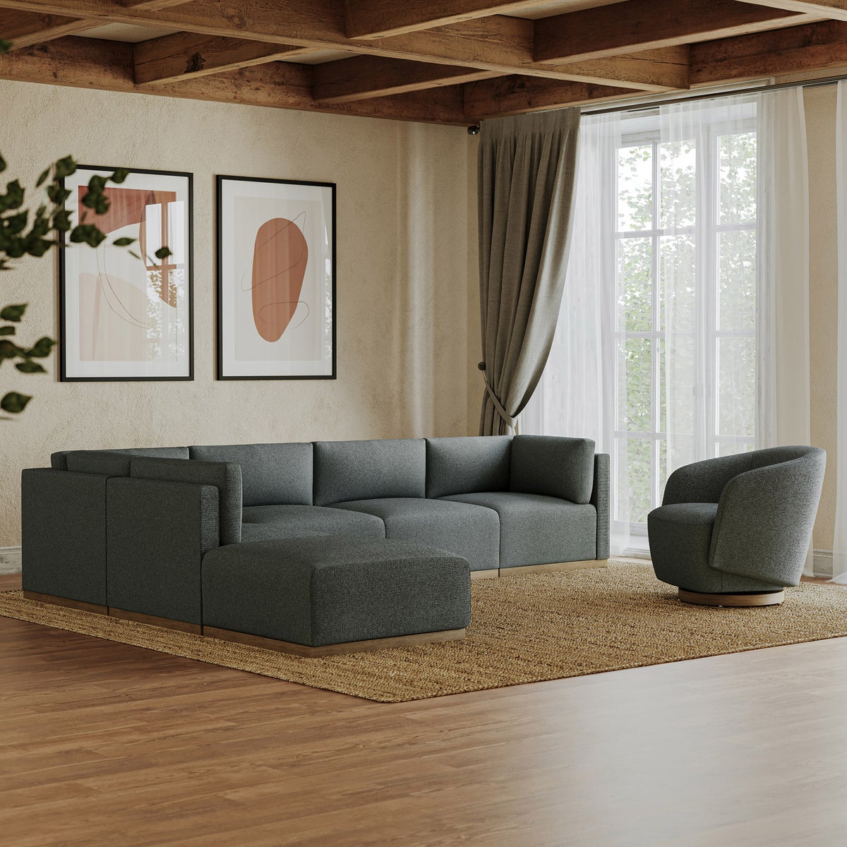 Henredon Murphy Swivel Boucle Chair, Gray