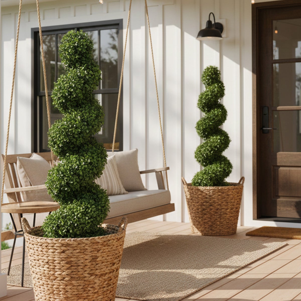 Faux 4' UV Resistant Spiral Boxwood Topiary Tree