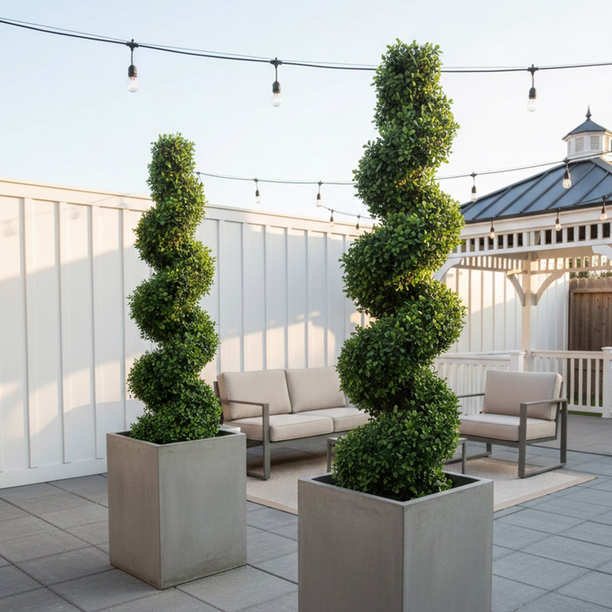 Faux 4' UV Resistant Spiral Boxwood Topiary Tree