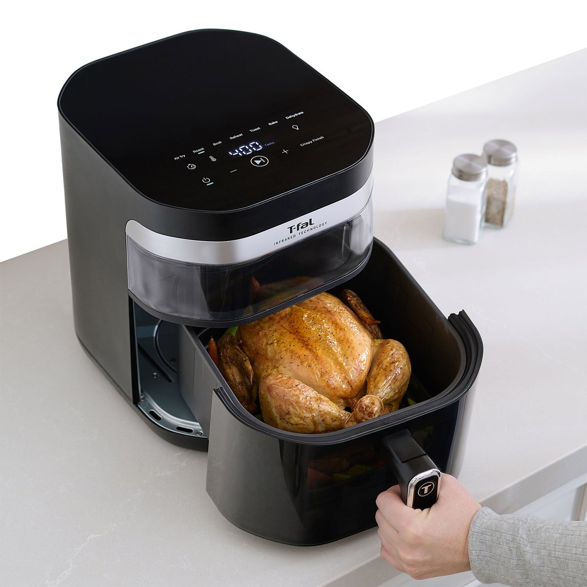 T-fal Dual Window Infrared Air Fryer 7.3QT, Dual Heating