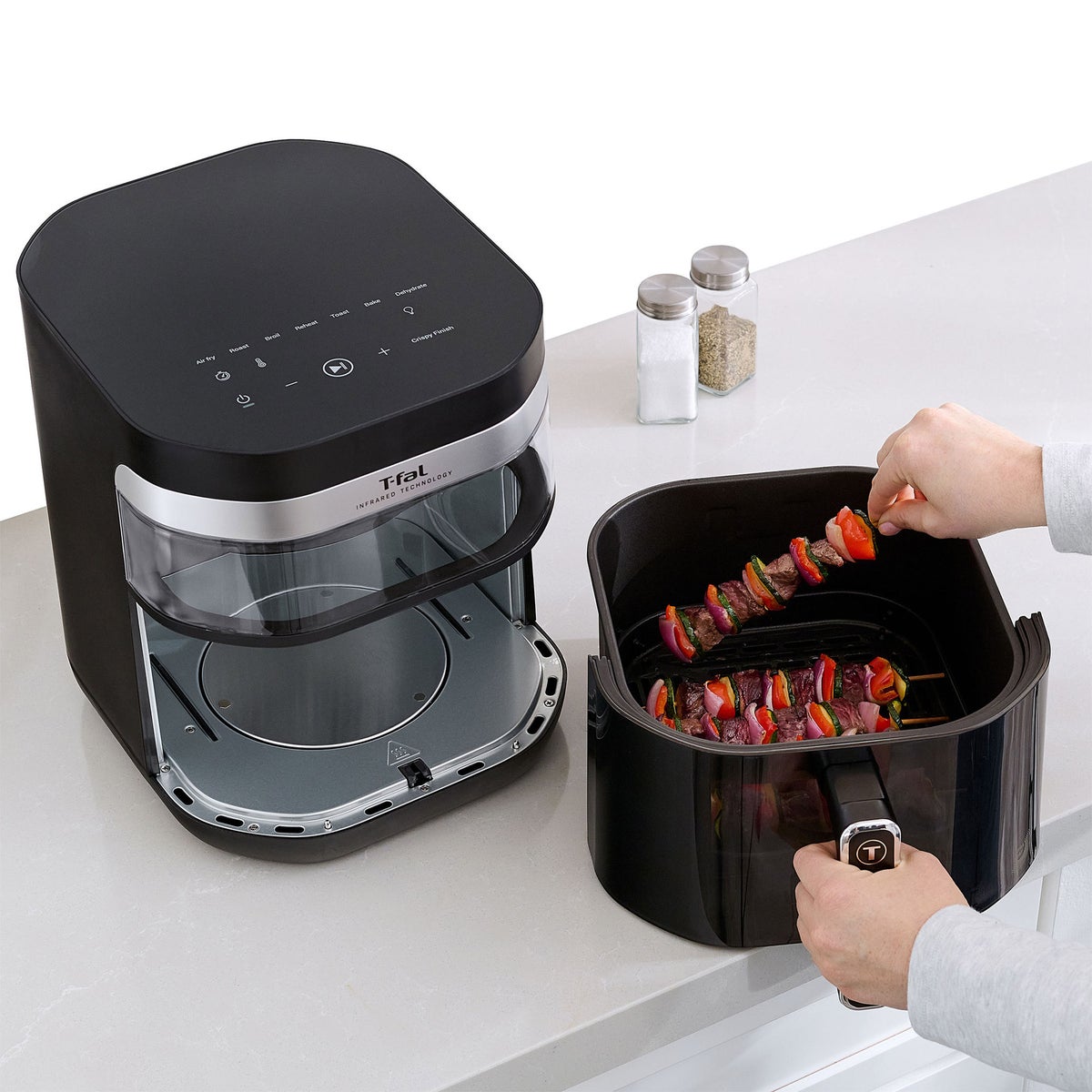 T-fal Dual Window Infrared Air Fryer 7.3QT, Dual Heating