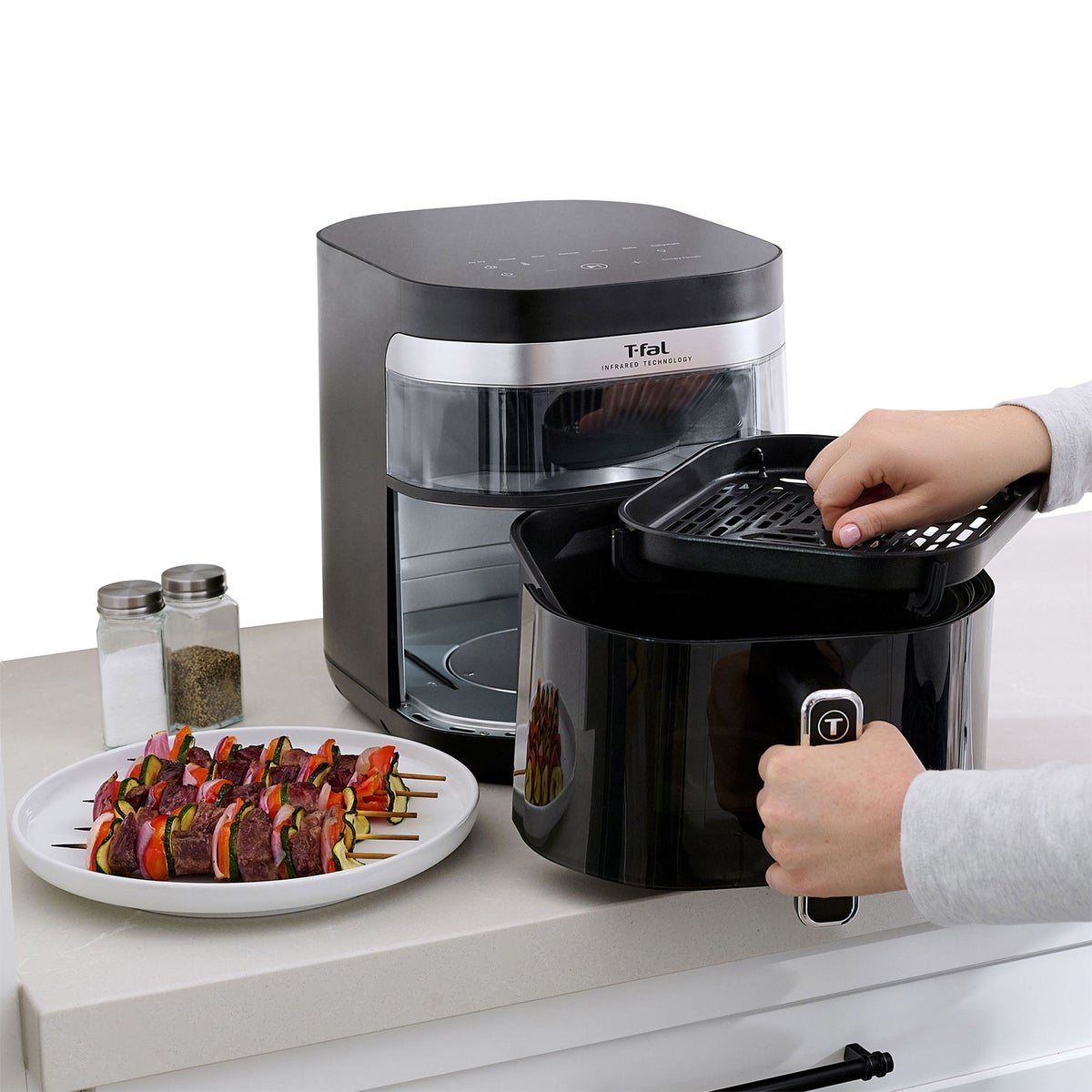 T-fal Dual Window Infrared Air Fryer 7.3QT, Dual Heating