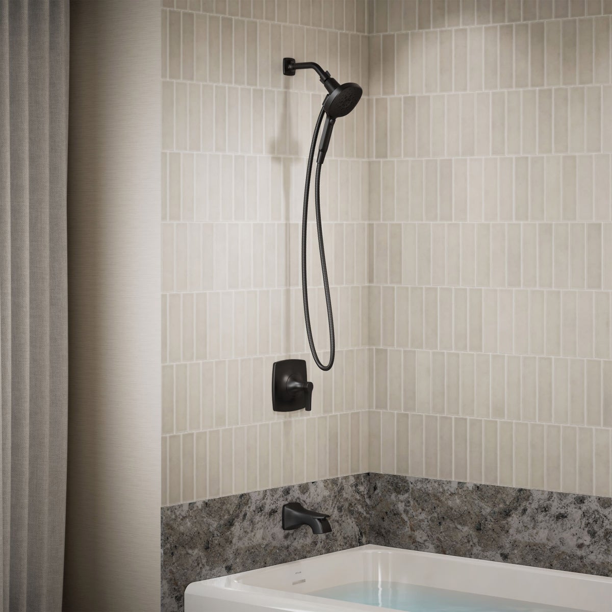 NEW - Kohler Riverly Rite-temp Bath and Shower Kit In Matte black