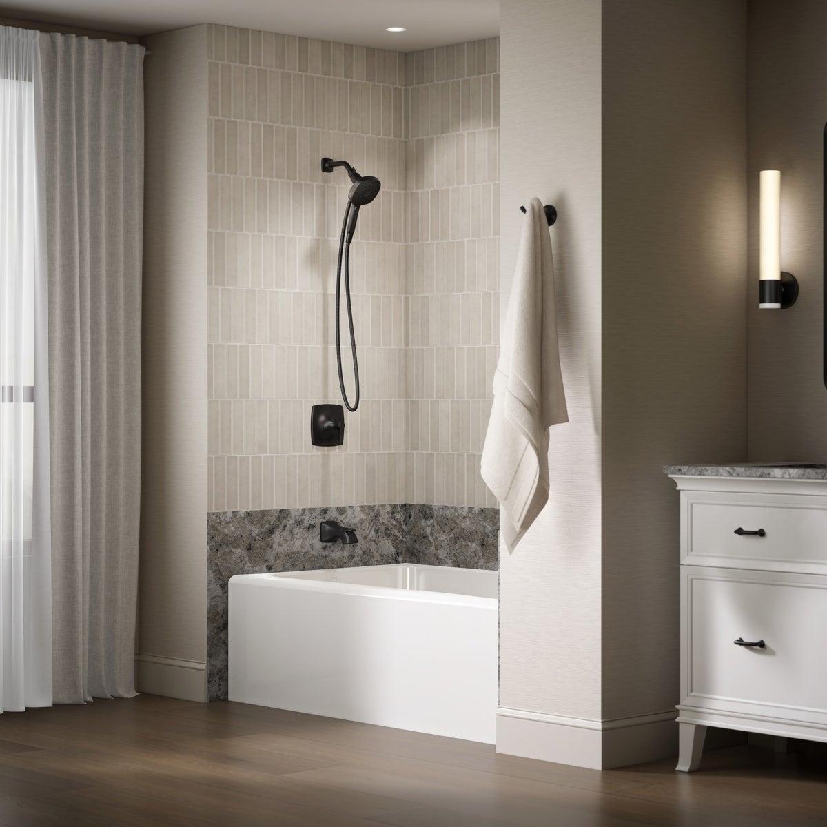 NEW - Kohler Riverly Rite-temp Bath and Shower Kit In Matte black