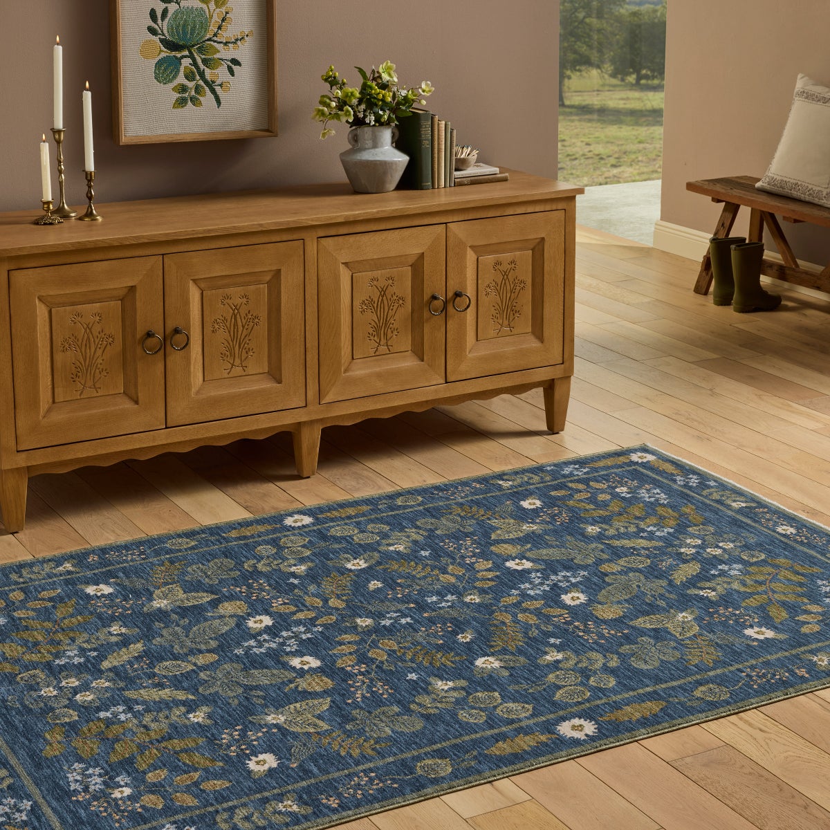Rifle Paper Co. x Loloi Figaro Area Rug, Blue, 5' x 7'11"