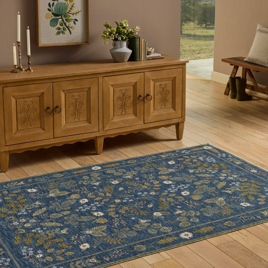 Rifle Paper Co. x Loloi Figaro Area Rug, Blue, 5' x 7'11"