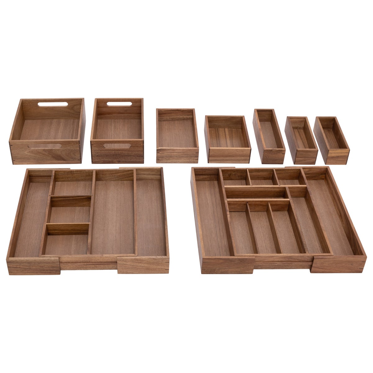 NEW - Seville Classics 9-piece Acacia Organizer Starter Set
