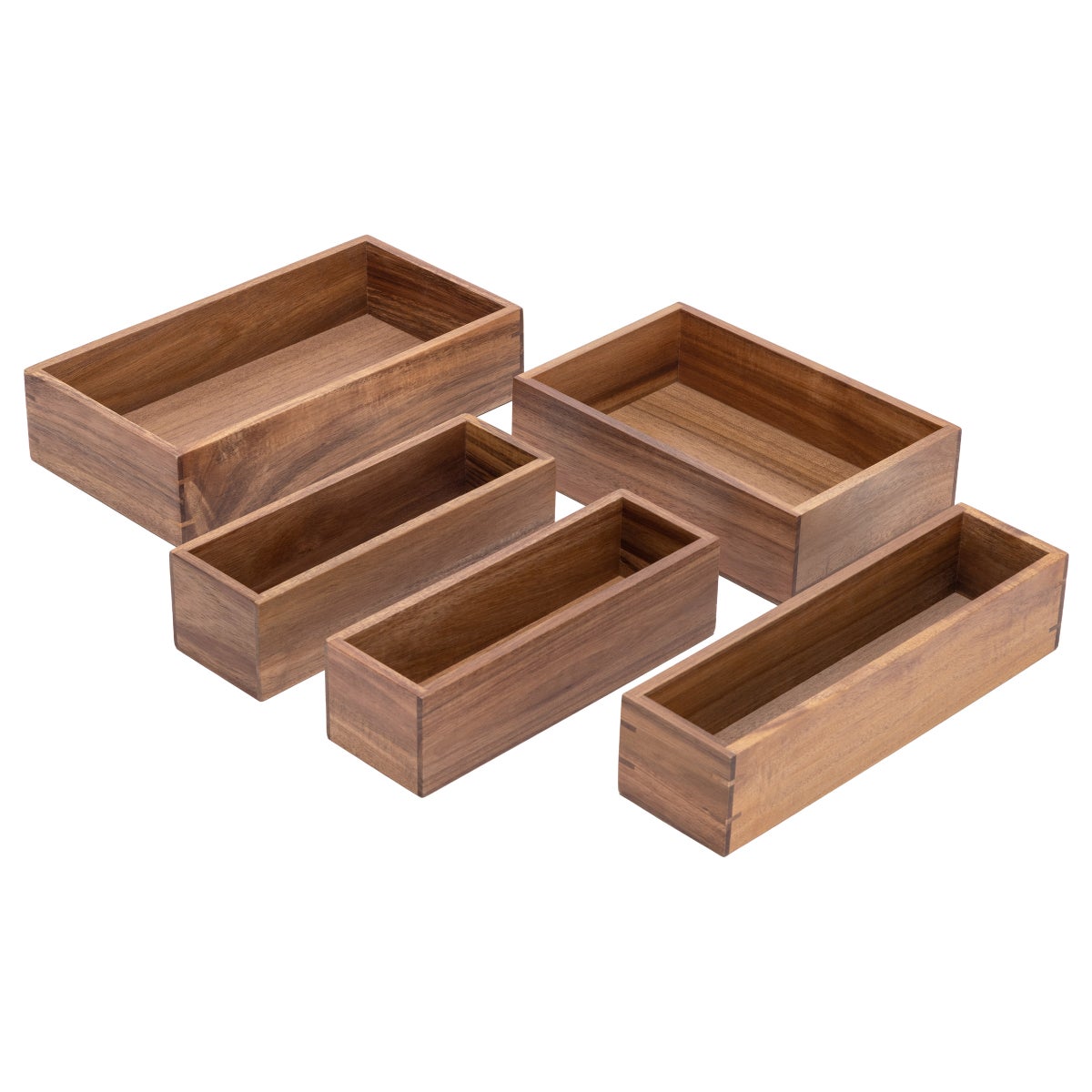 NEW - Seville Classics 9-piece Acacia Organizer Starter Set