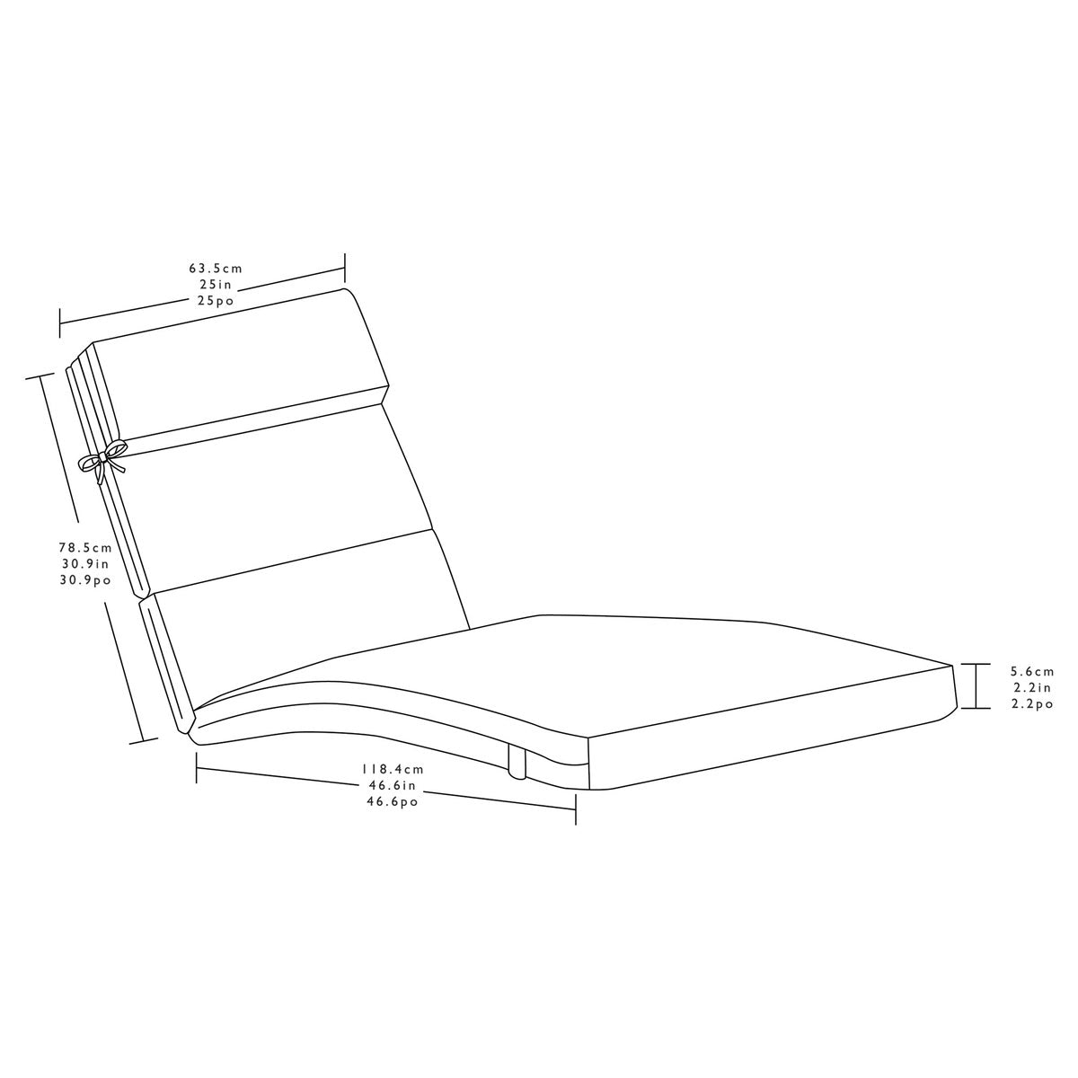 Brentwood Originals Outdoor Chaise Cushion, 2-pack