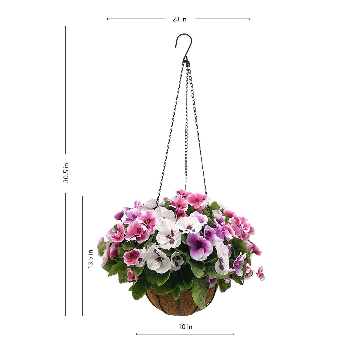 Faux UV Resistant Pansy Hanging Basket