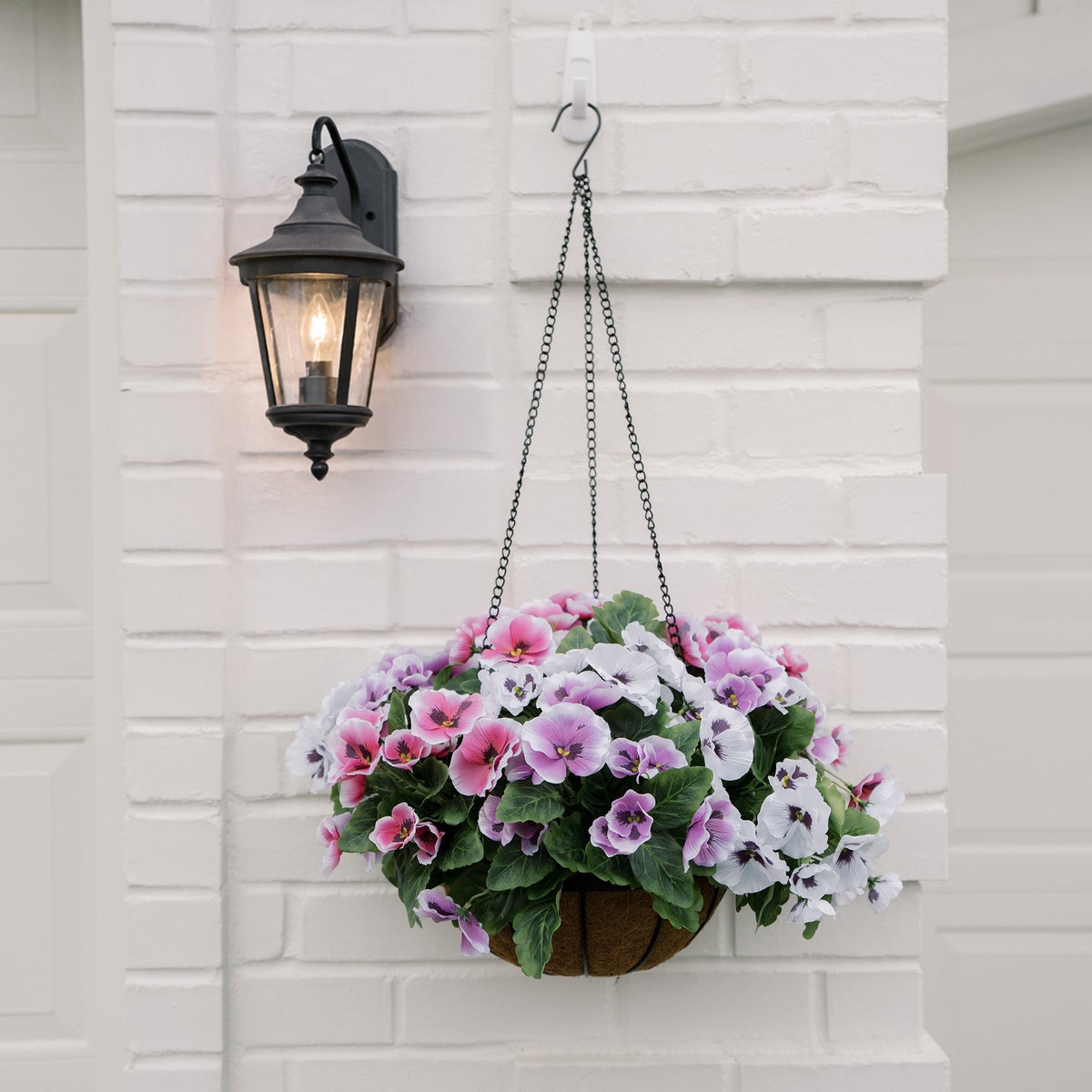 Faux UV Resistant Pansy Hanging Basket
