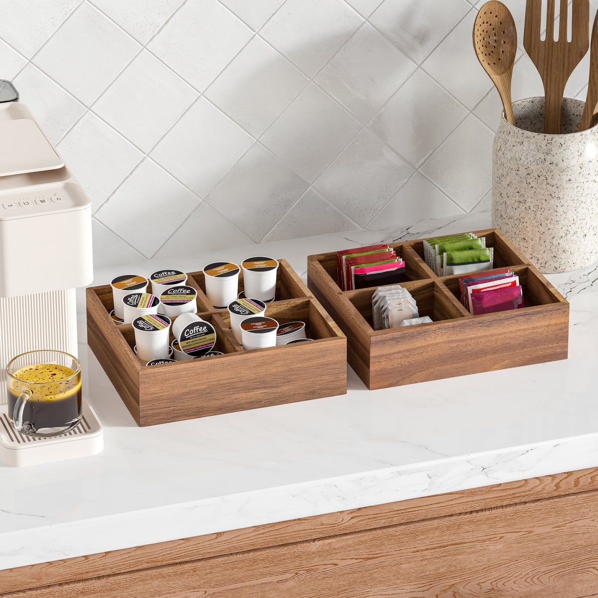 Seville Classics 4-piece Acacia Expandable Drawer Organizer
