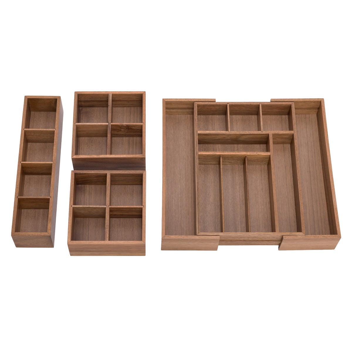 Seville Classics 4-piece Acacia Expandable Drawer Organizer