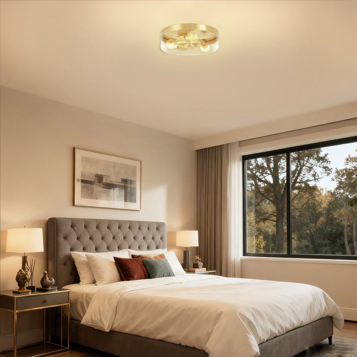 NEW - 1 Energetic Lighting Retro-hybrid Flush Mount In Gold