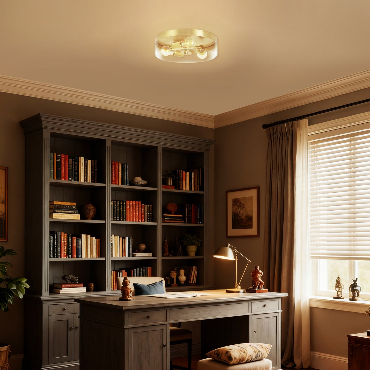 NEW - 1 Energetic Lighting Retro-hybrid Flush Mount In Gold