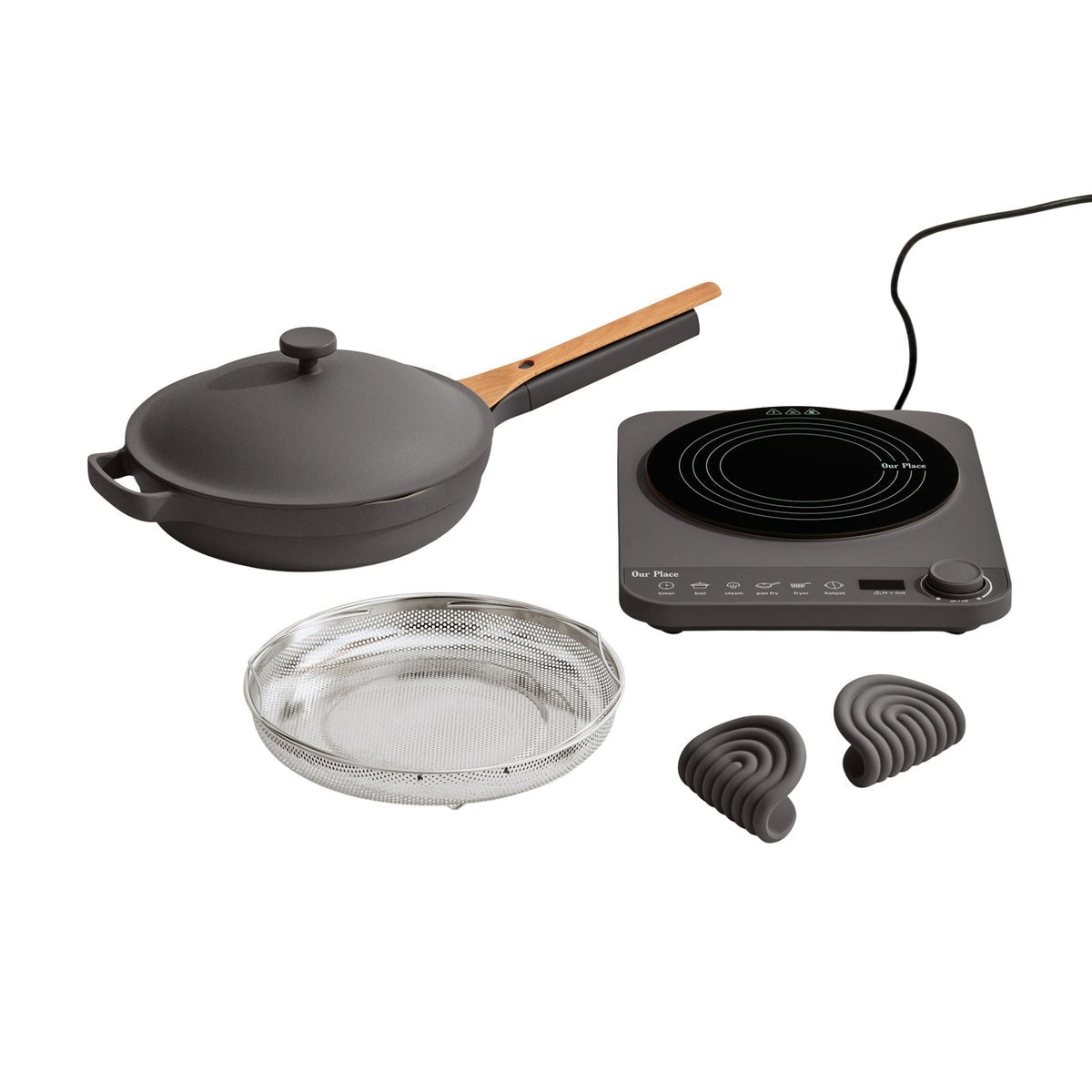 Our Place Induction Plate and Always Pan with Hot Grips