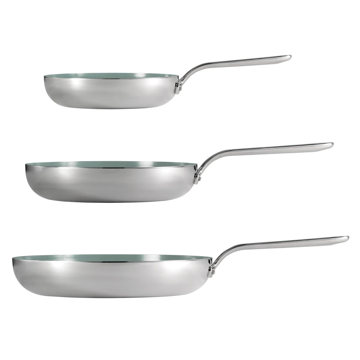 Tramontina 3-piece Tri-Ply Clad Stainless Steel Ceramic Nonstick Fry Pan Set